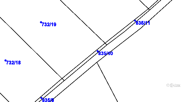 Parcela st. 835/10 v KÚ Brťoví, Katastrální mapa