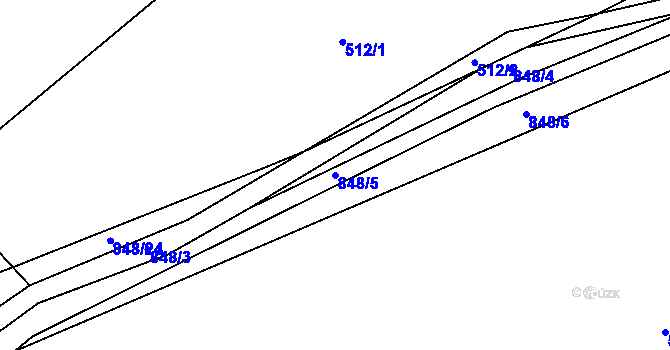 Parcela st. 848/5 v KÚ Brťoví, Katastrální mapa
