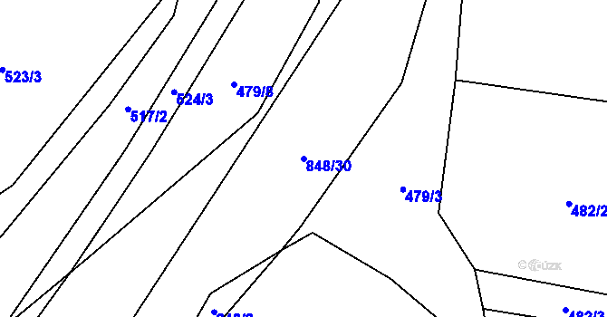 Parcela st. 848/30 v KÚ Brťoví, Katastrální mapa
