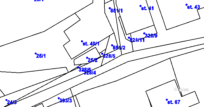 Parcela st. 328/5 v KÚ Brťoví, Katastrální mapa