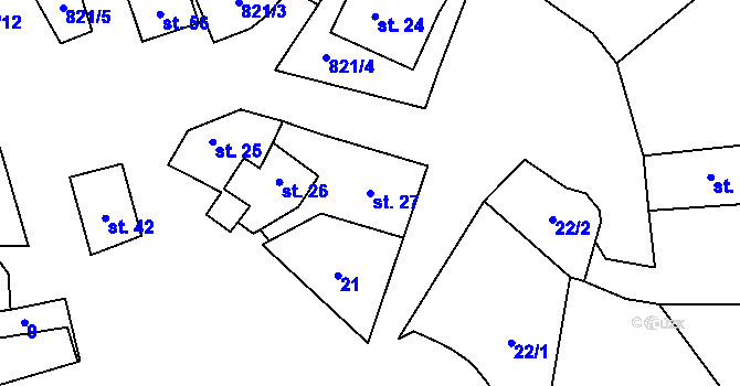Parcela st. 27 v KÚ Brťoví, Katastrální mapa