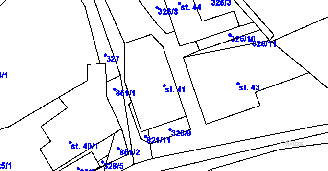 Parcela st. 41 v KÚ Brťoví, Katastrální mapa