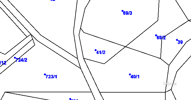 Parcela st. 41/2 v KÚ Brťoví, Katastrální mapa