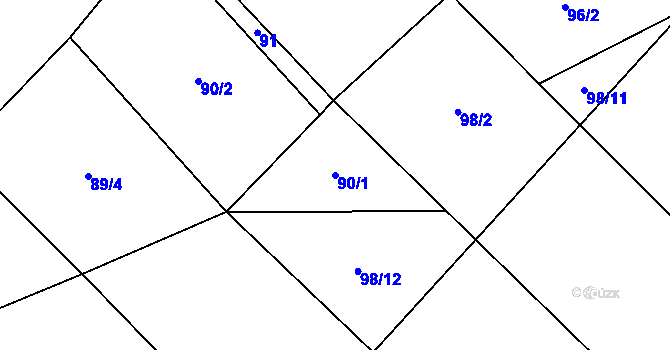 Parcela st. 90/1 v KÚ Brťoví, Katastrální mapa