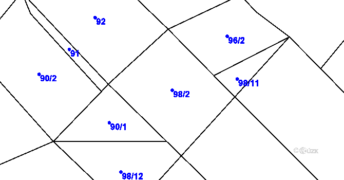 Parcela st. 98/2 v KÚ Brťoví, Katastrální mapa