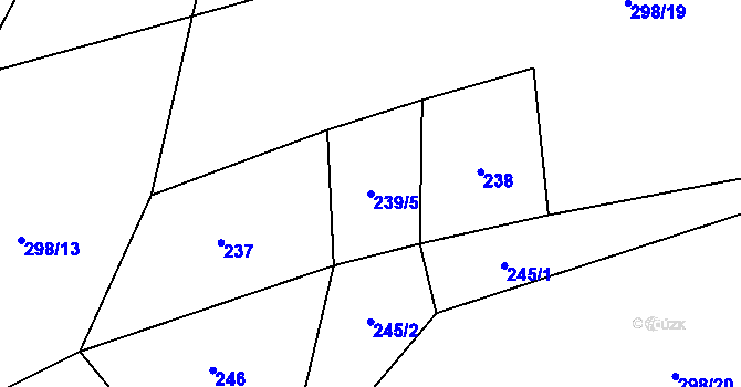 Parcela st. 239/5 v KÚ Brťoví, Katastrální mapa