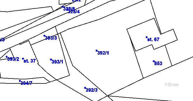 Parcela st. 392/1 v KÚ Brťoví, Katastrální mapa