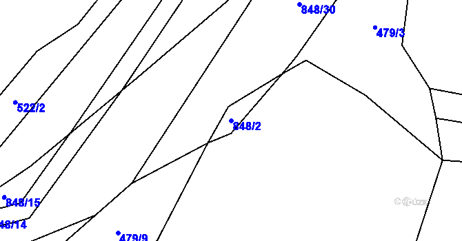 Parcela st. 848/2 v KÚ Brťoví, Katastrální mapa