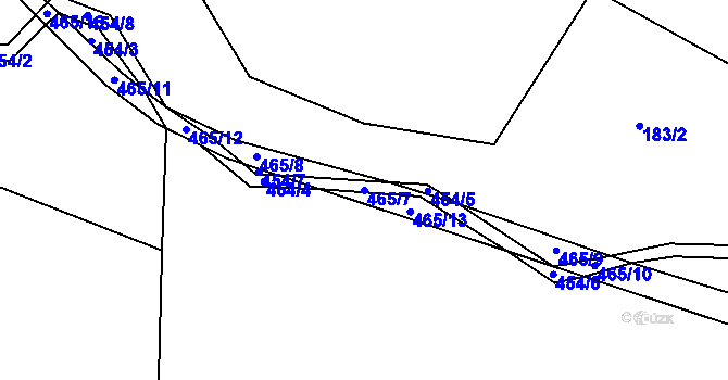 Parcela st. 465/7 v KÚ Čtyři Dvory, Katastrální mapa