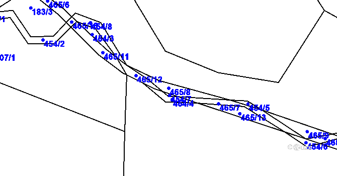 Parcela st. 465/8 v KÚ Čtyři Dvory, Katastrální mapa