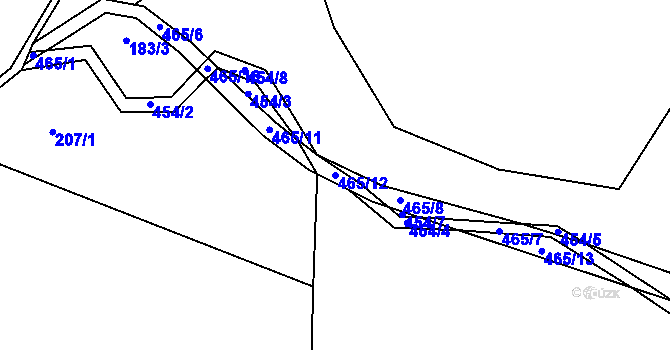 Parcela st. 465/12 v KÚ Čtyři Dvory, Katastrální mapa