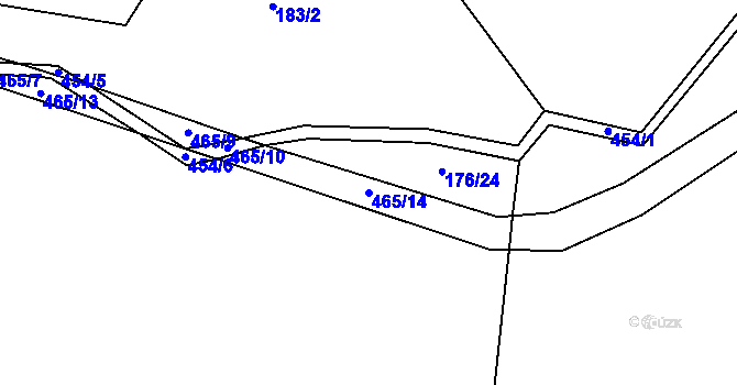 Parcela st. 465/14 v KÚ Čtyři Dvory, Katastrální mapa