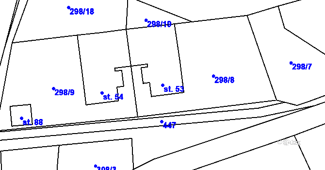 Parcela st. 53 v KÚ Čtyři Dvory, Katastrální mapa