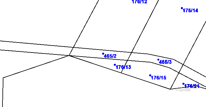Parcela st. 465/2 v KÚ Čtyři Dvory, Katastrální mapa