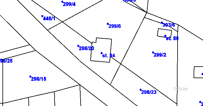 Parcela st. 84 v KÚ Čtyři Dvory, Katastrální mapa