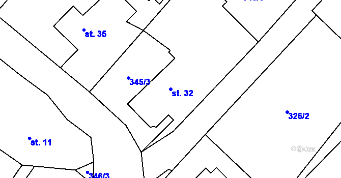 Parcela st. 32 v KÚ Prosíčka, Katastrální mapa