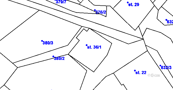 Parcela st. 36/1 v KÚ Prosíčka, Katastrální mapa