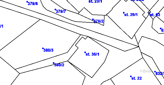 Parcela st. 36/2 v KÚ Prosíčka, Katastrální mapa