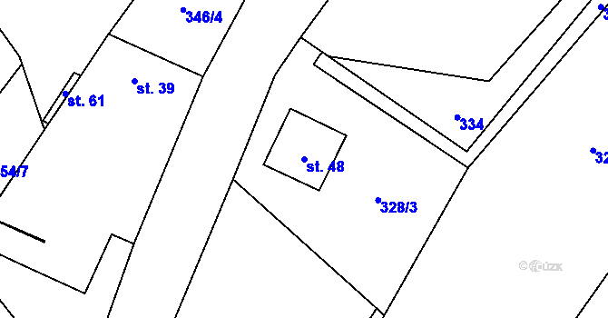 Parcela st. 48 v KÚ Prosíčka, Katastrální mapa
