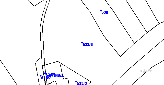 Parcela st. 533/6 v KÚ Prosíčka, Katastrální mapa