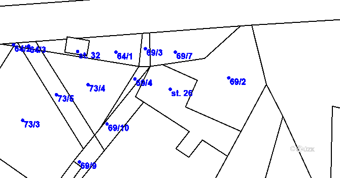 Parcela st. 26 v KÚ Nezdín, Katastrální mapa