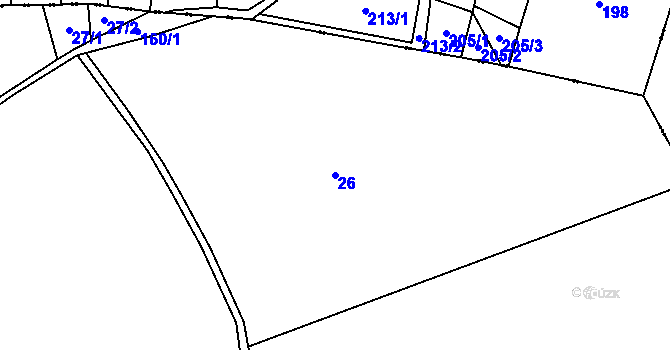 Parcela st. 26 v KÚ Nezdín, Katastrální mapa