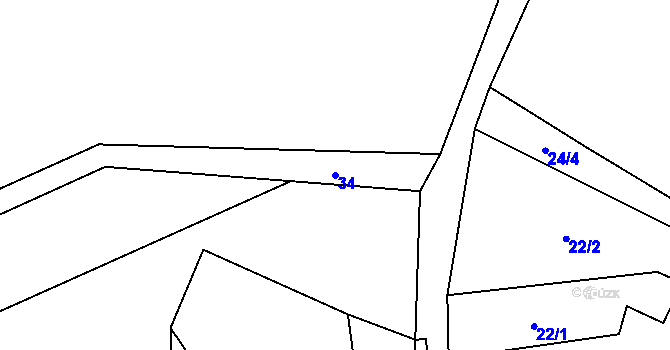 Parcela st. 34 v KÚ Nezdín, Katastrální mapa