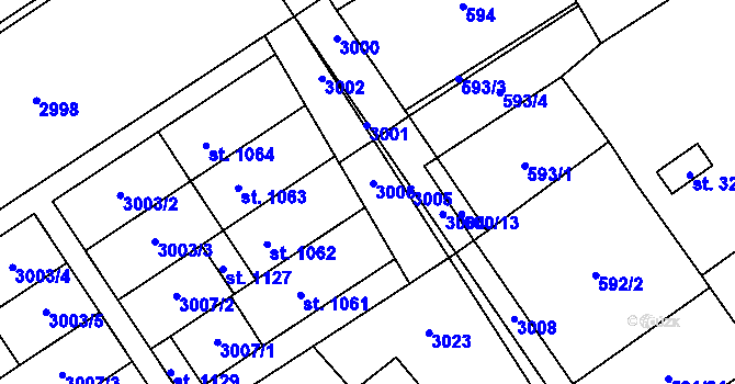 Parcela st. 595/10 v KÚ Prosiměřice, Katastrální mapa