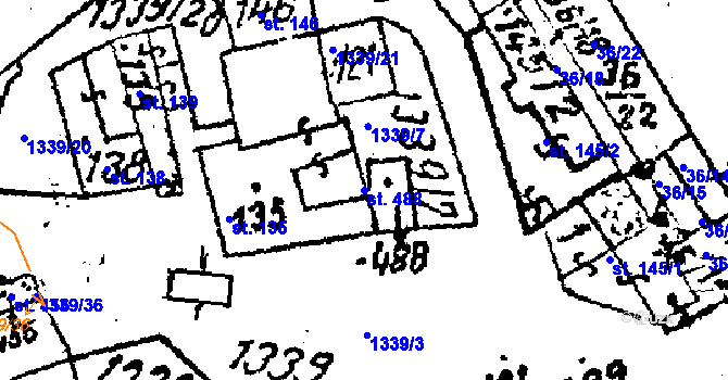 Parcela st. 488 v KÚ Prosiměřice, Katastrální mapa