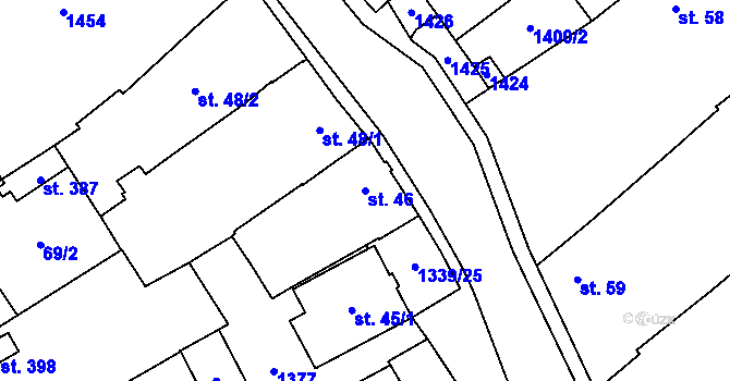 Parcela st. 46 v KÚ Prosiměřice, Katastrální mapa