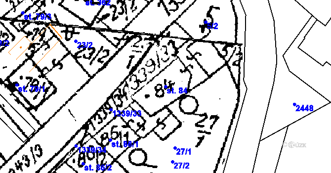 Parcela st. 84 v KÚ Prosiměřice, Katastrální mapa