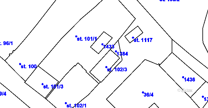 Parcela st. 101/2 v KÚ Prosiměřice, Katastrální mapa