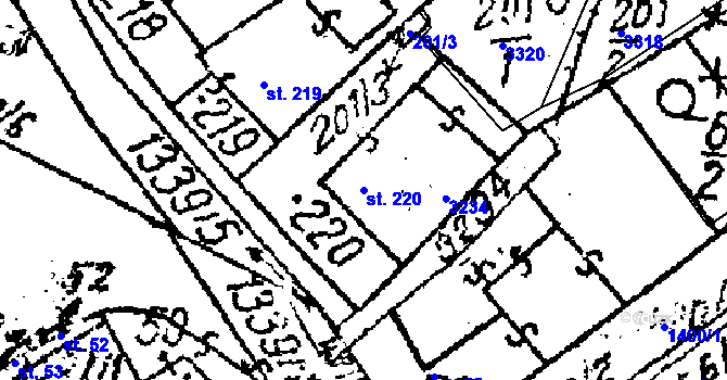 Parcela st. 220 v KÚ Prosiměřice, Katastrální mapa