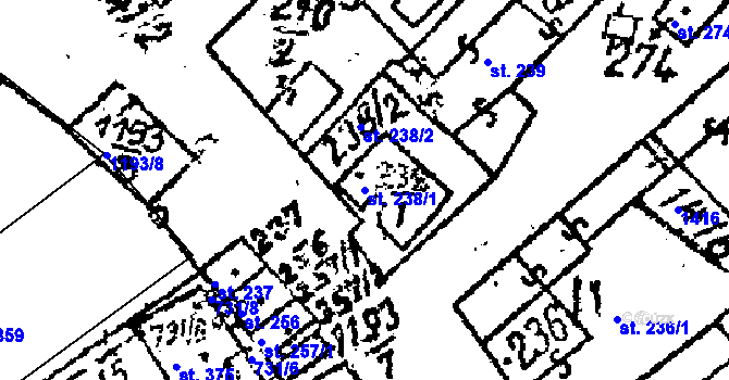Parcela st. 238/1 v KÚ Prosiměřice, Katastrální mapa