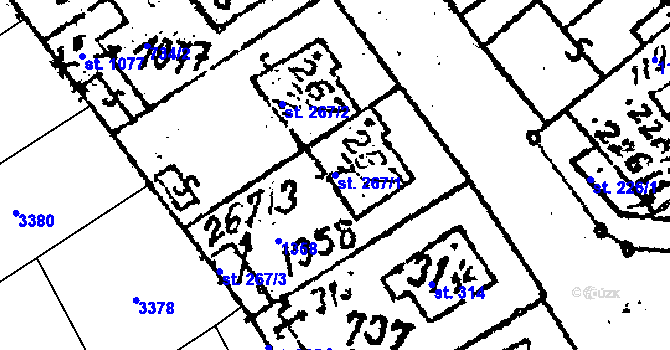 Parcela st. 267/1 v KÚ Prosiměřice, Katastrální mapa