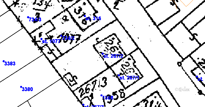 Parcela st. 267/2 v KÚ Prosiměřice, Katastrální mapa