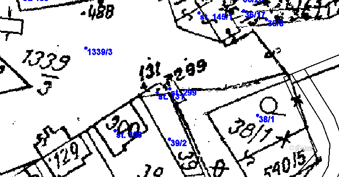 Parcela st. 299 v KÚ Prosiměřice, Katastrální mapa