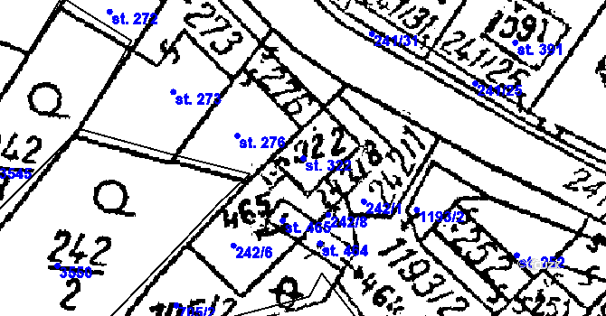 Parcela st. 322 v KÚ Prosiměřice, Katastrální mapa