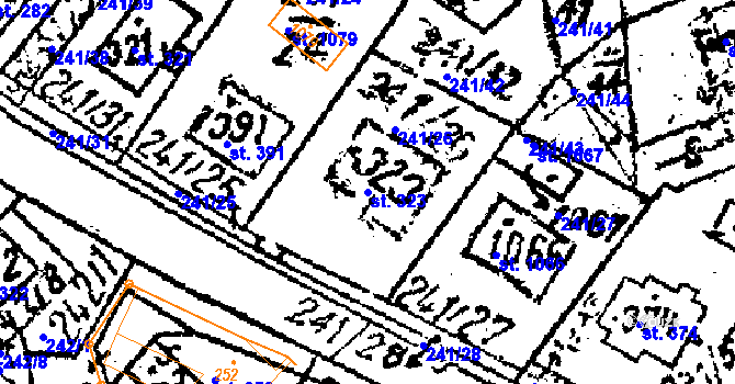 Parcela st. 323 v KÚ Prosiměřice, Katastrální mapa