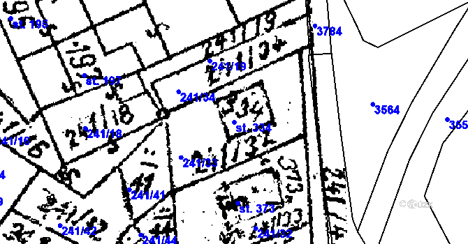 Parcela st. 334 v KÚ Prosiměřice, Katastrální mapa