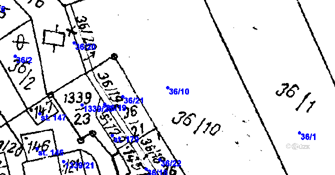 Parcela st. 36/10 v KÚ Prosiměřice, Katastrální mapa