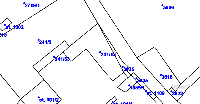 Parcela st. 241/13 v KÚ Prosiměřice, Katastrální mapa