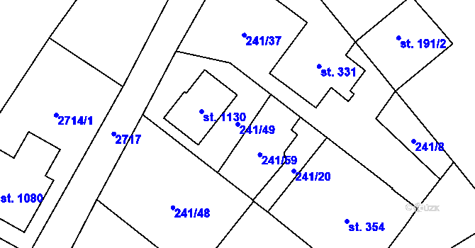 Parcela st. 241/49 v KÚ Prosiměřice, Katastrální mapa