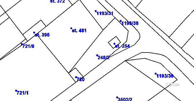 Parcela st. 248/4 v KÚ Prosiměřice, Katastrální mapa