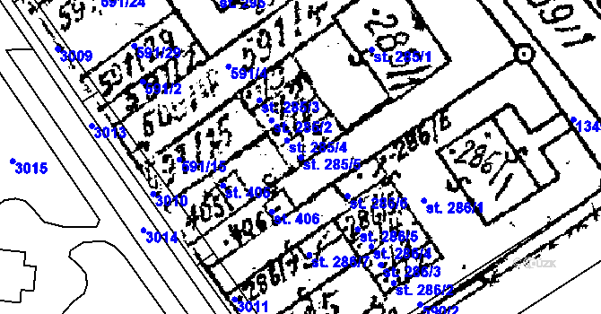 Parcela st. 285/5 v KÚ Prosiměřice, Katastrální mapa