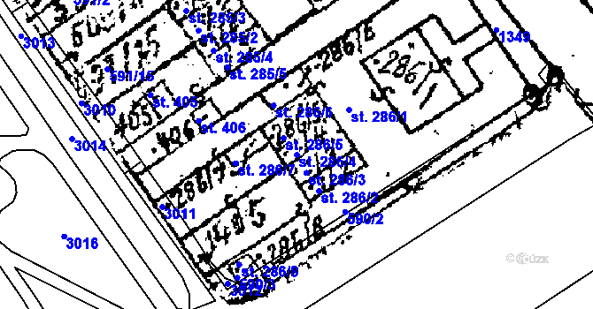 Parcela st. 286/4 v KÚ Prosiměřice, Katastrální mapa