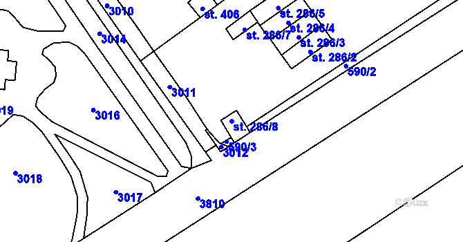 Parcela st. 286/8 v KÚ Prosiměřice, Katastrální mapa