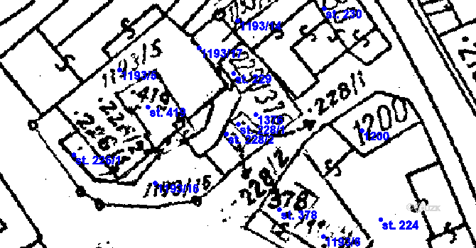 Parcela st. 228/1 v KÚ Prosiměřice, Katastrální mapa