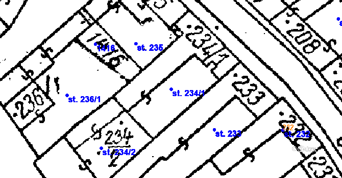 Parcela st. 234/1 v KÚ Prosiměřice, Katastrální mapa
