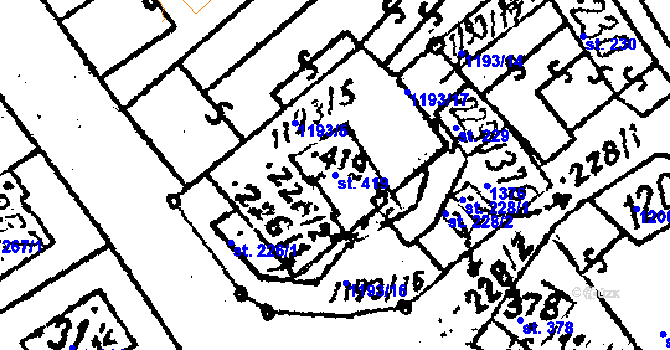 Parcela st. 419 v KÚ Prosiměřice, Katastrální mapa